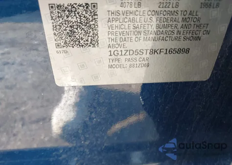 2019 Chevrolet Malibu Lt z USA, uszkodzony, nr VIN 1G1ZD5ST8KF165898